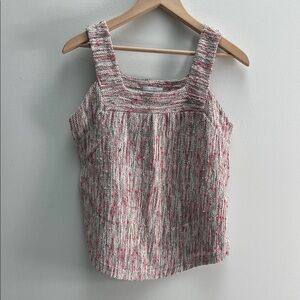 Lucky Brand Women's Red and White Knit Tank Top